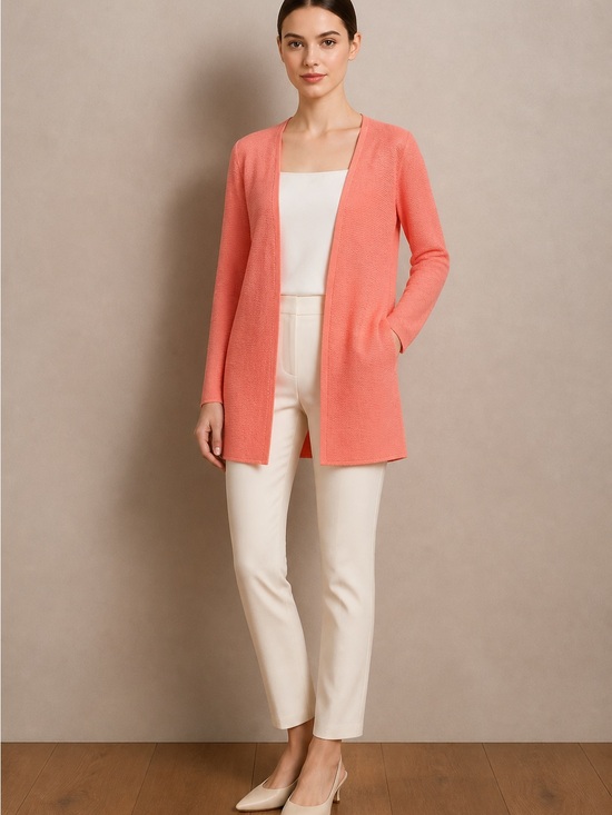 Talbots Sweaters - Talbots Coral Long Open Cardigan
